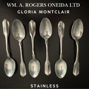 Vintage Oneida Wm A Rogers Gloria Montclair Deluxe Stainless Spoons Set of 6
